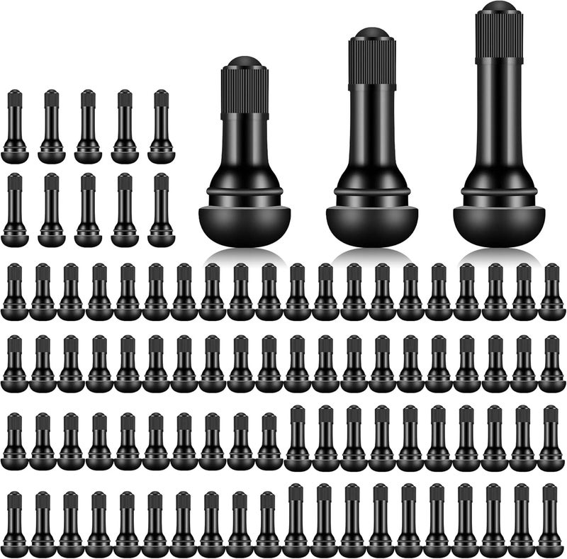 Tottist 100 Pieces TR412 TR413 TR414 Tire Valve Stems Rubber Black Rubber Snap-in Valves,Tubeless Valve Stems Suit for 0.453 inch Rim Holes on Standard Vehicle Tires - Image 1